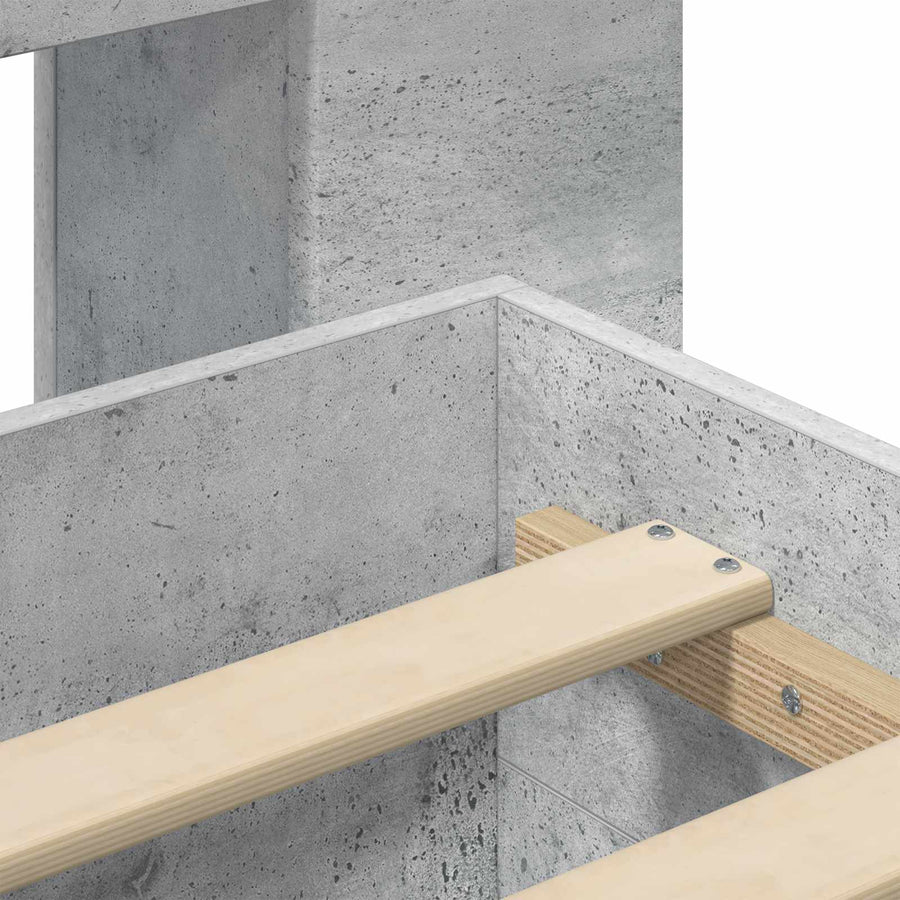 Bedframe met opslag Betongrijs 80 x 200 cm Bewerkt hout