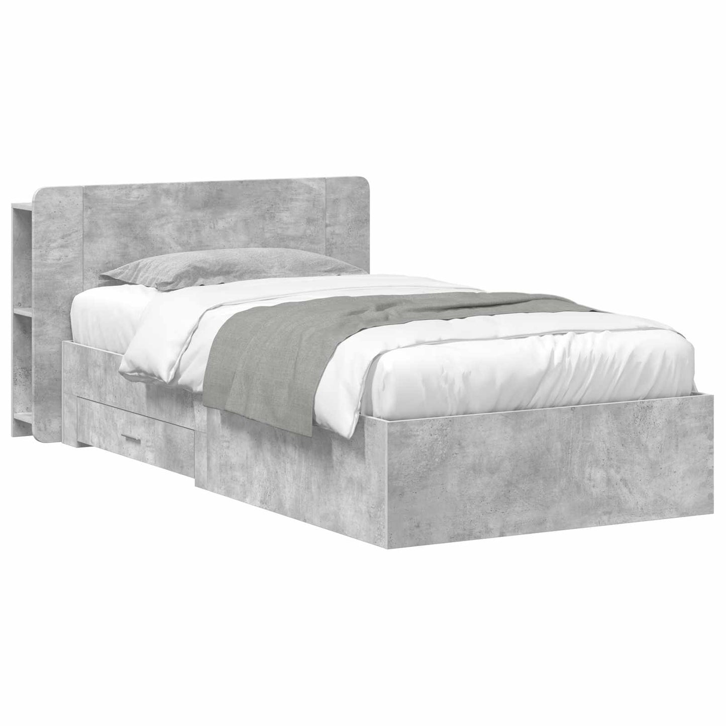 Bedframe met opslag Betongrijs 80 x 200 cm Bewerkt hout