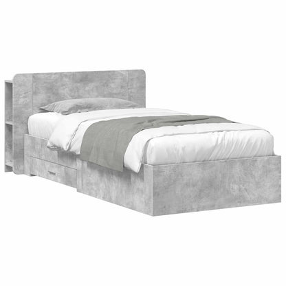 Bedframe met opslag Betongrijs 80 x 200 cm Bewerkt hout
