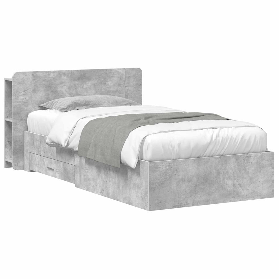 Bedframe met opslag Betongrijs 80 x 200 cm Bewerkt hout