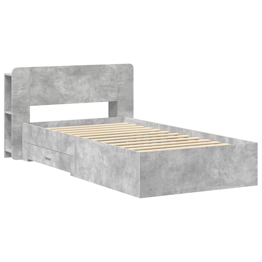 Bedframe met opslag Betongrijs 80 x 200 cm Bewerkt hout