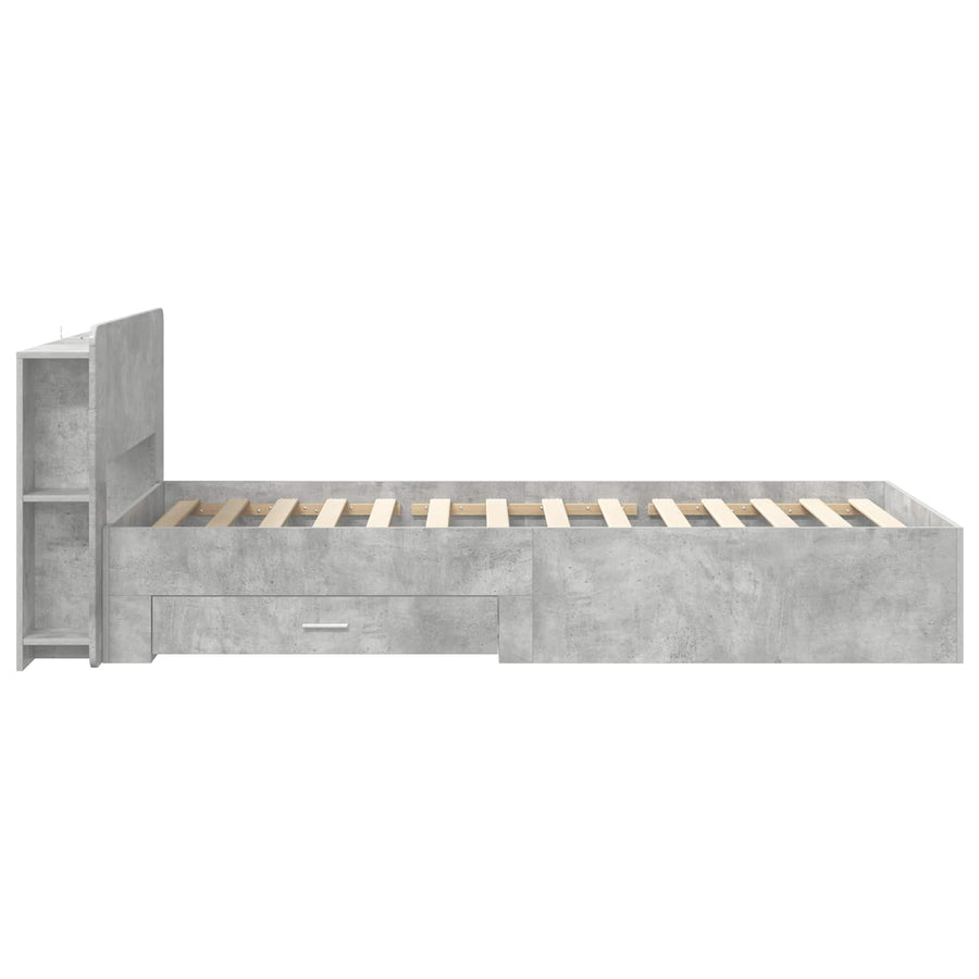 Bedframe met opslag Betongrijs 80 x 200 cm Bewerkt hout