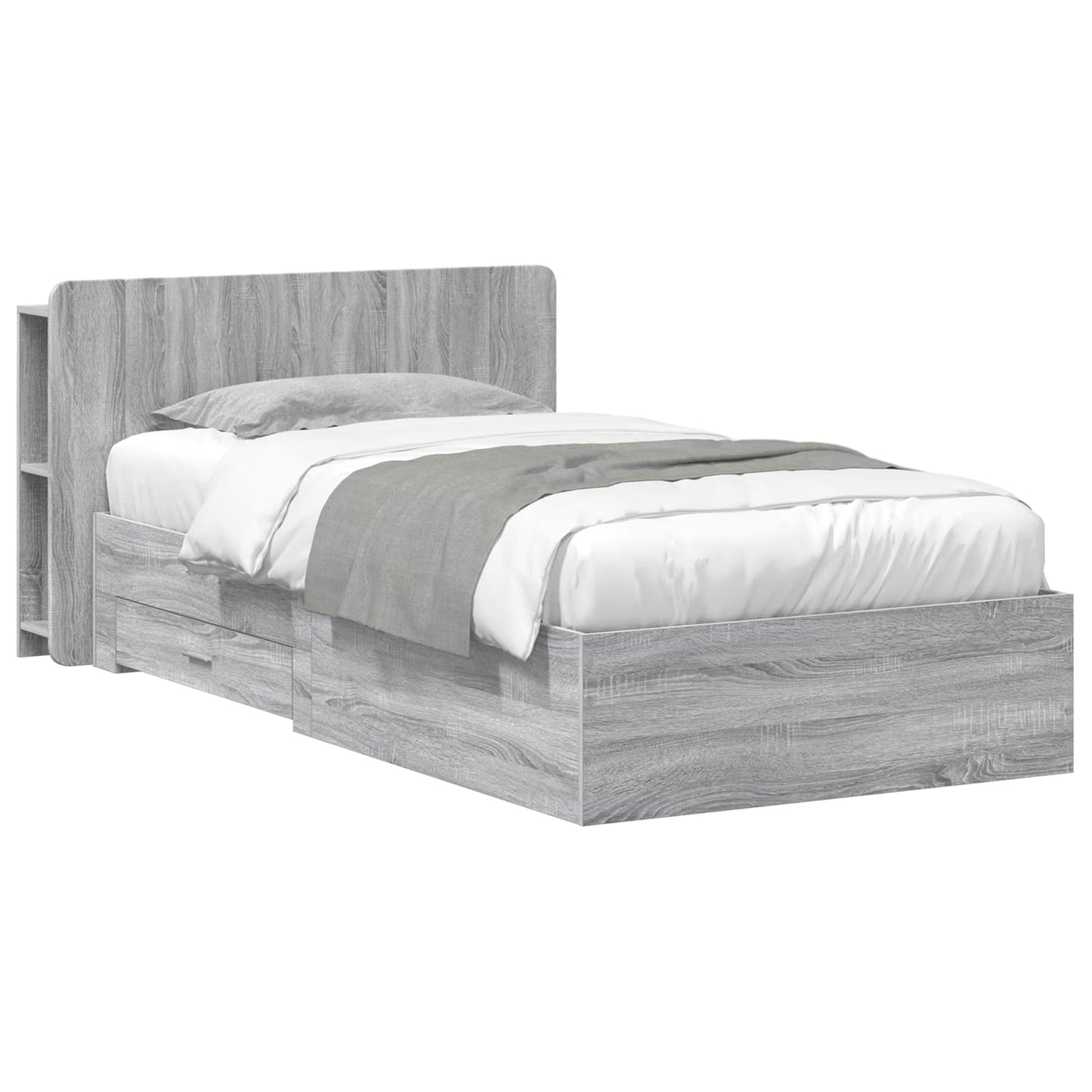 Bedframe met opslag Grijs Sonoma 80 x 200 cm Bewerkt hout
