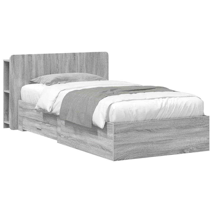 Bedframe met opslag Grijs Sonoma 80 x 200 cm Bewerkt hout