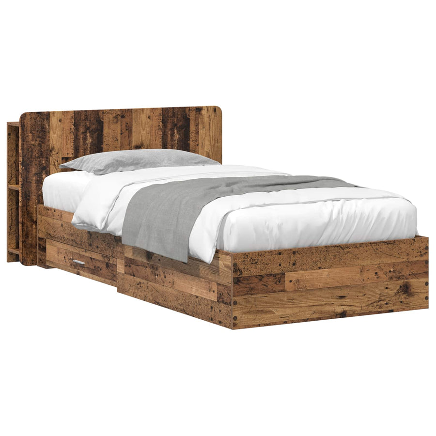 Bedframe met opslag Oud hout 80 x 200 cm Bewerkt hout