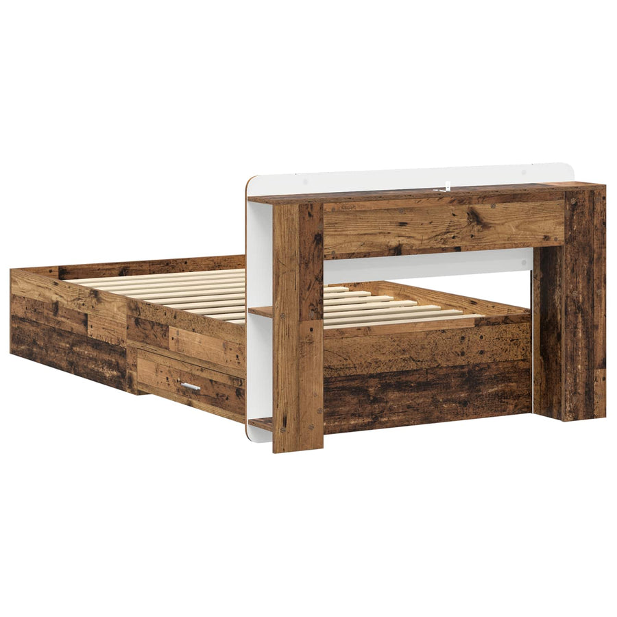 Bedframe met opslag Oud hout 80 x 200 cm Bewerkt hout