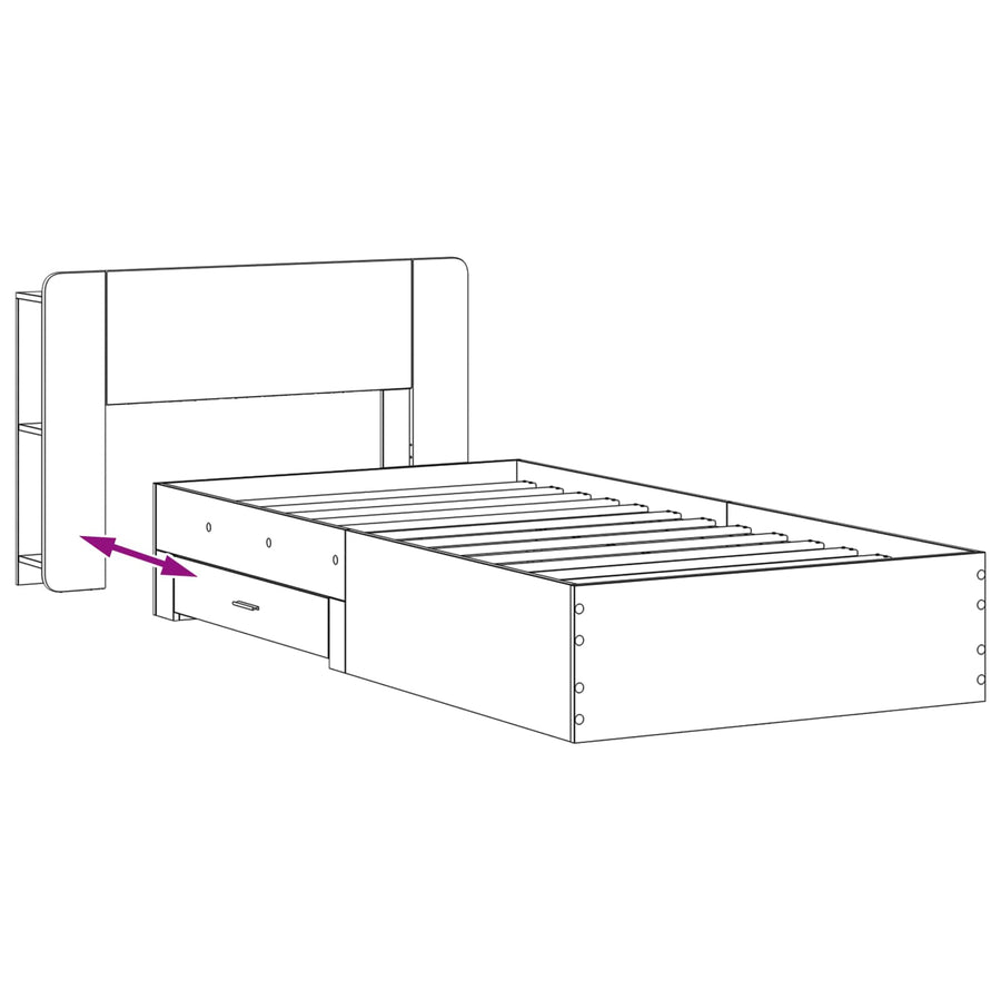 Bedframe met opslag Oud hout 80 x 200 cm Bewerkt hout