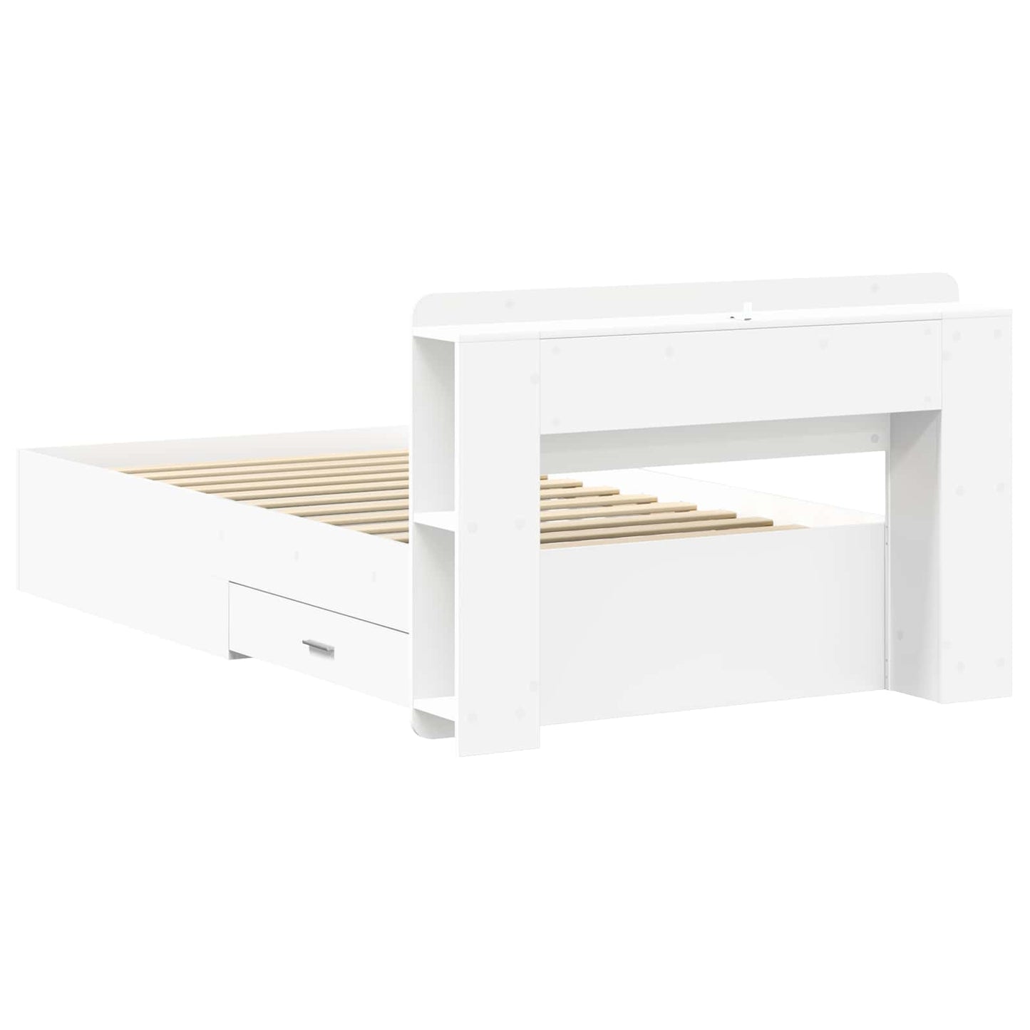 Bedframe met opslag met hoofdeinde Wit 80 x 200 cm Bewerkt hout