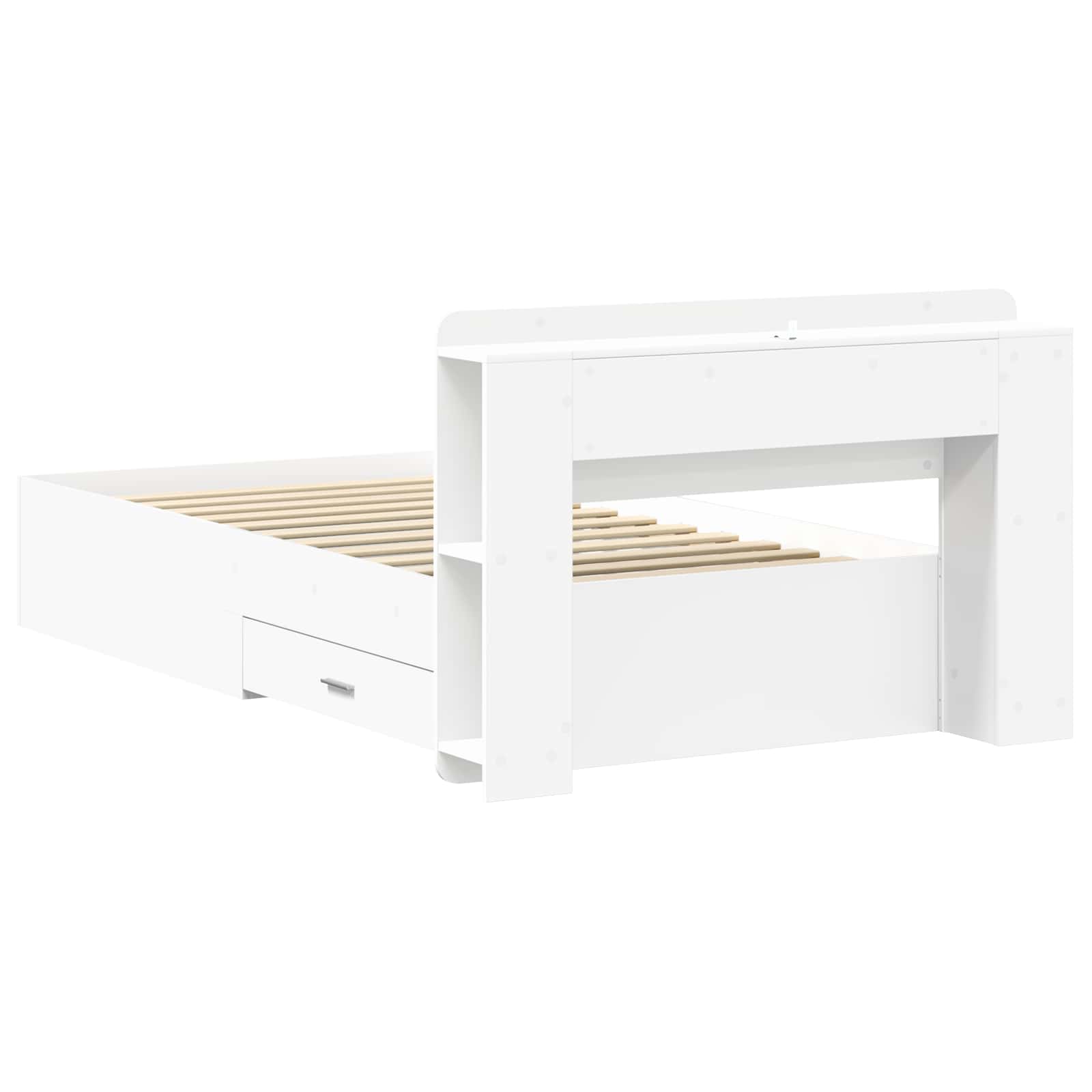 Bedframe met opslag met hoofdeinde Wit 80 x 200 cm Bewerkt hout