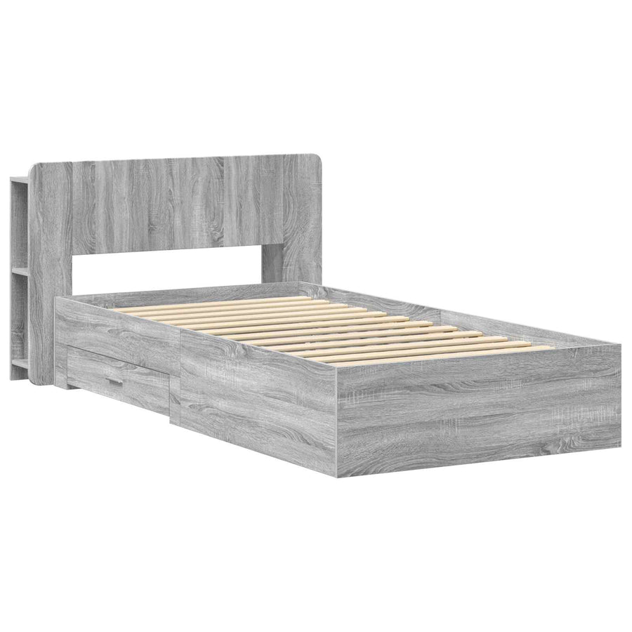 Bedframe met opslag Grijs Sonoma 90 x 190 cm Bewerkt hout