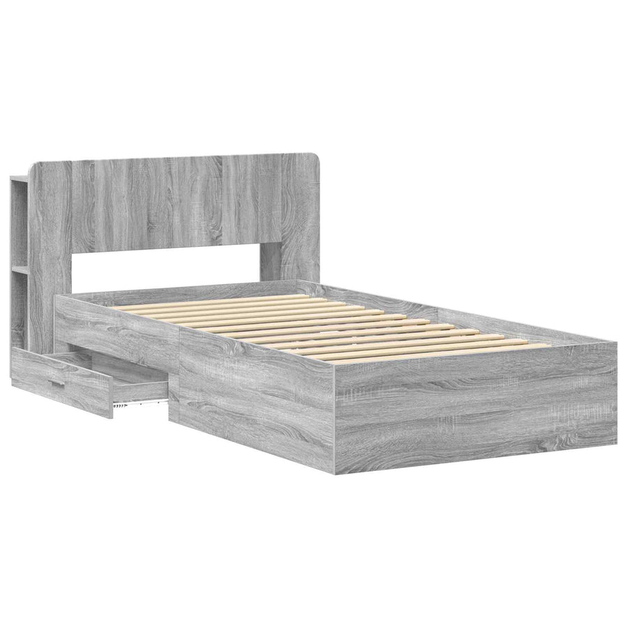 Bedframe met opslag Grijs Sonoma 100 x 200 cm Bewerkt hout