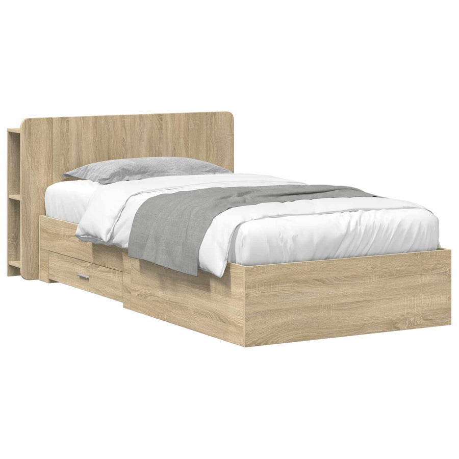 Bedframe met opslag Sonoma Eiken 100 x 200 cm Bewerkt hout