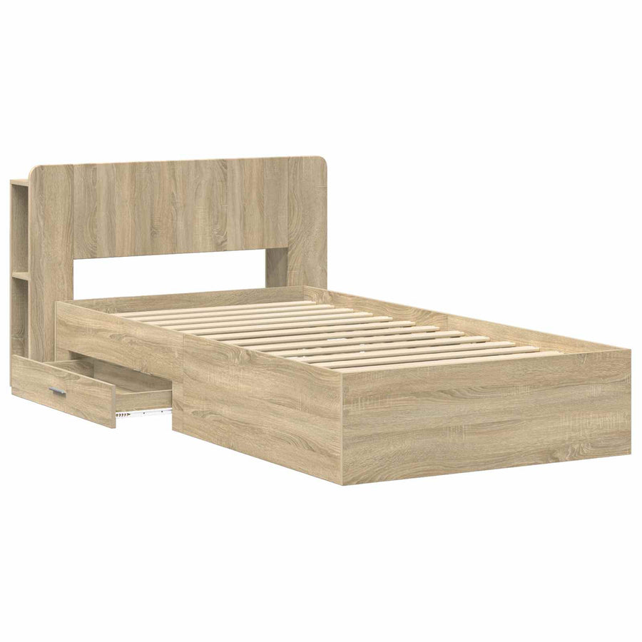 Bedframe met opslag Sonoma Eiken 100 x 200 cm Bewerkt hout