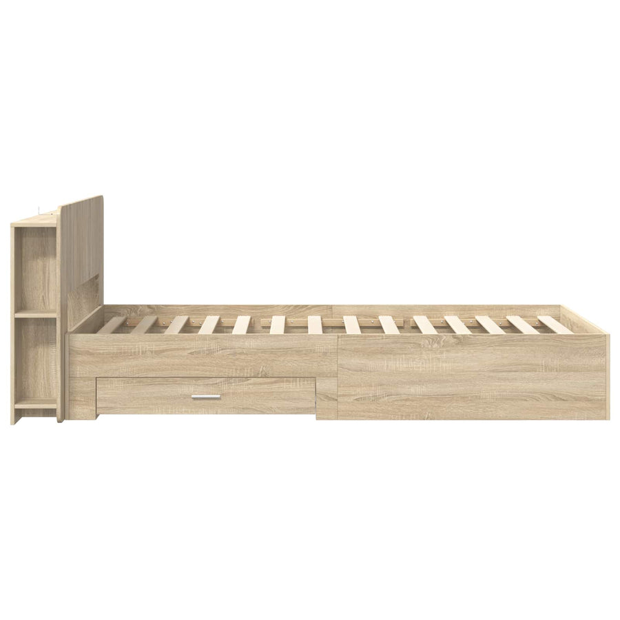 Bedframe met opslag Sonoma Eiken 100 x 200 cm Bewerkt hout