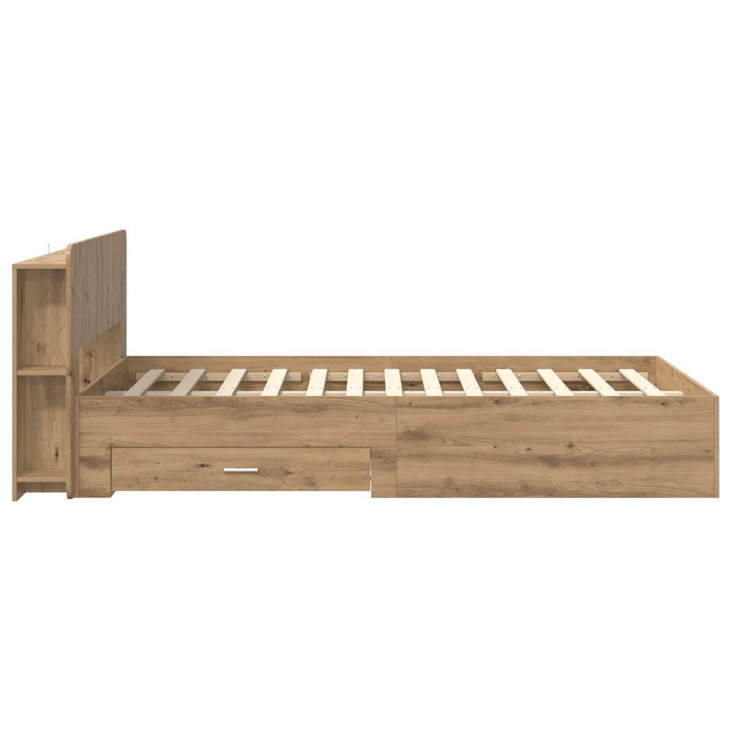 Bedframe met opslag Artisanaal eiken 120 x 190 cm Bewerkt hout