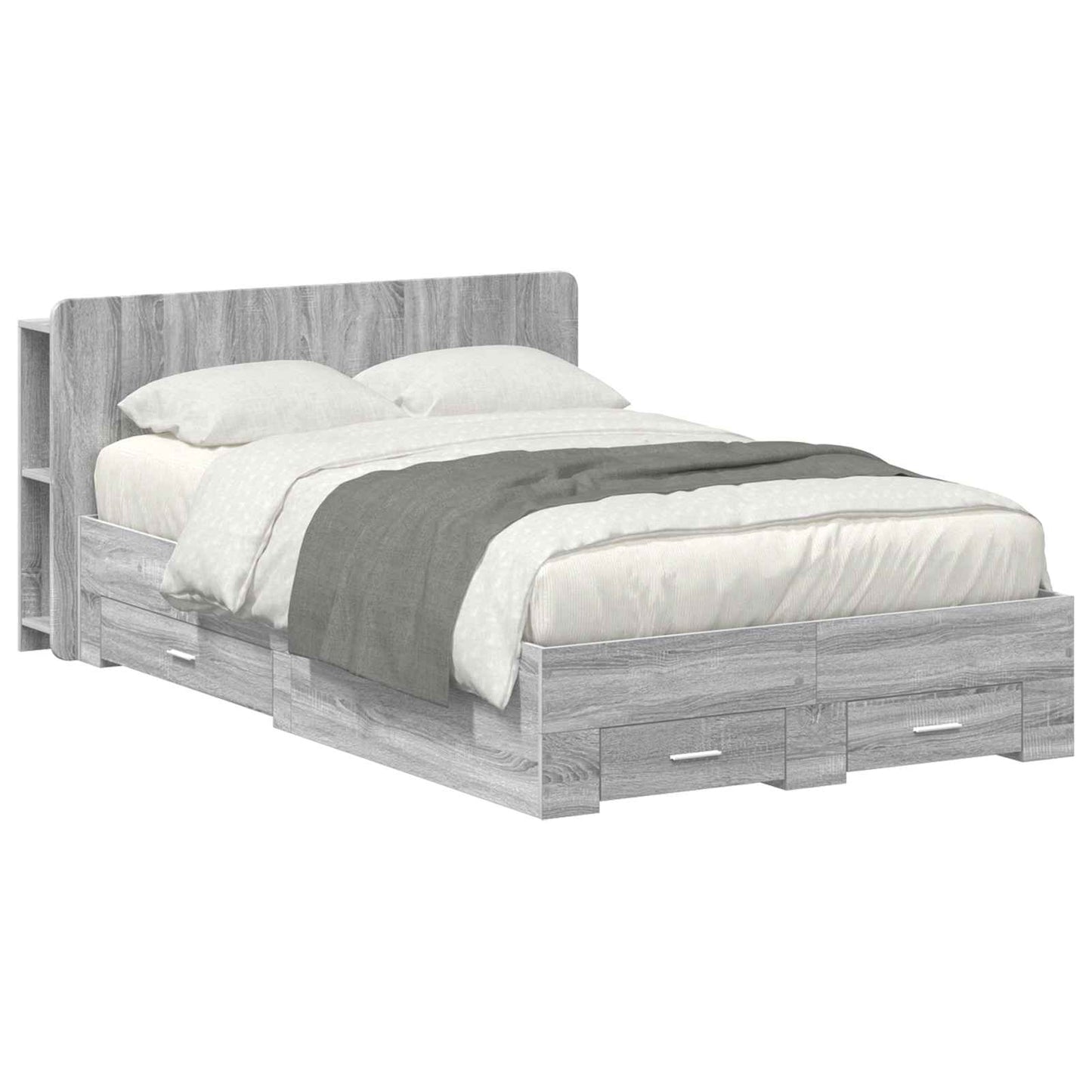 Bedframe met opslag Grijs Sonoma 120 x 190 cm Bewerkt hout