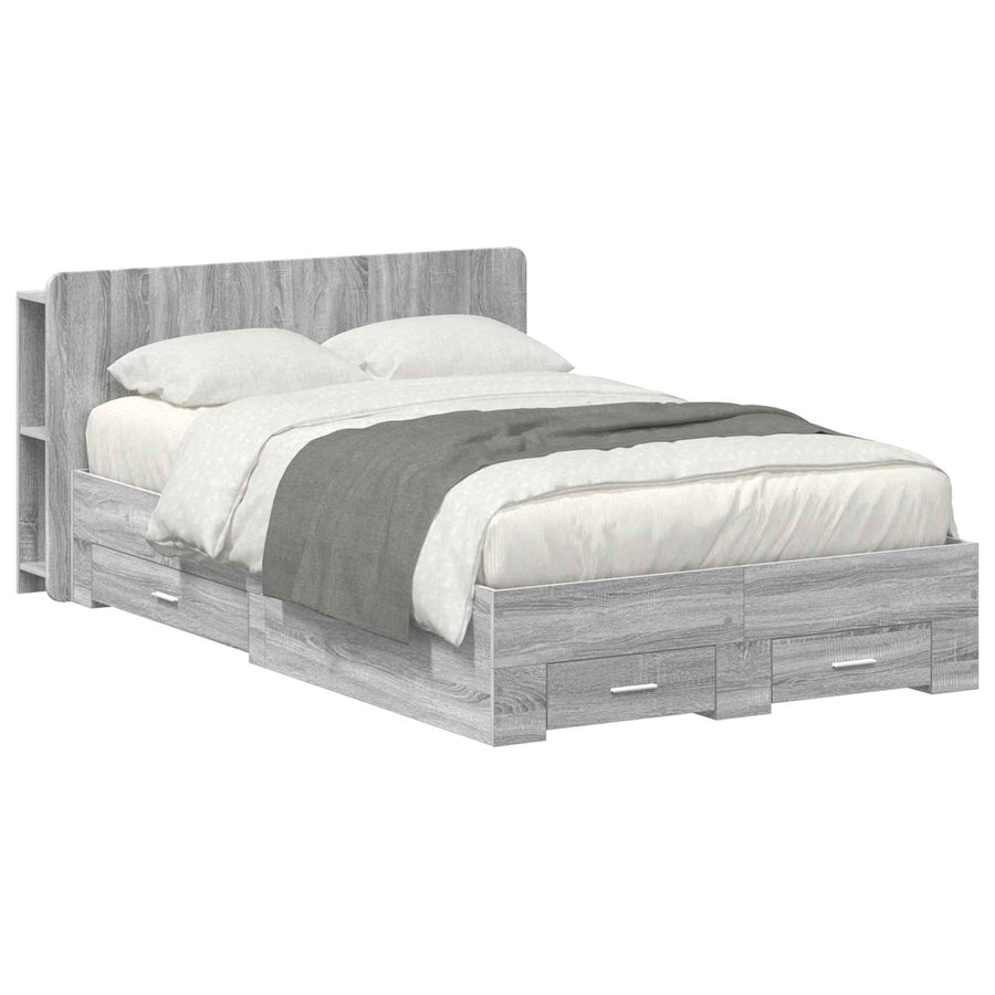 Bedframe met opslag Grijs Sonoma 120 x 190 cm Bewerkt hout