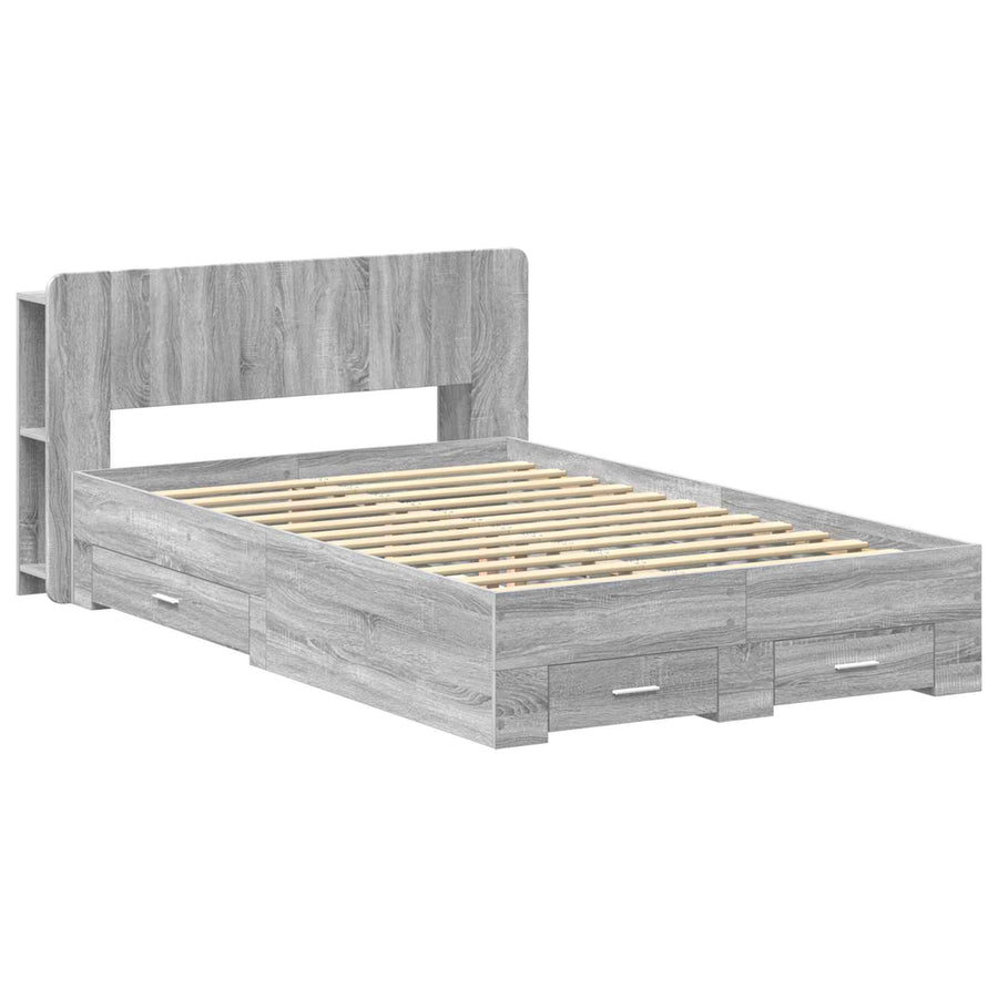 Bedframe met opslag Grijs Sonoma 120 x 190 cm Bewerkt hout