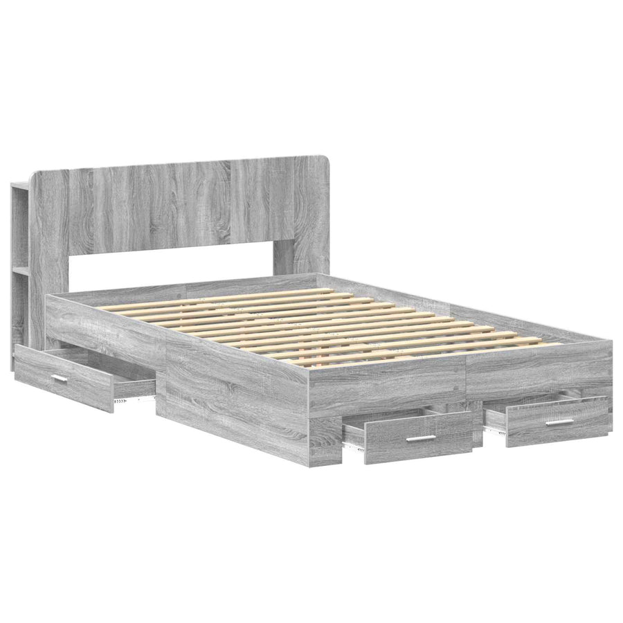 Bedframe met opslag Grijs Sonoma 120 x 190 cm Bewerkt hout