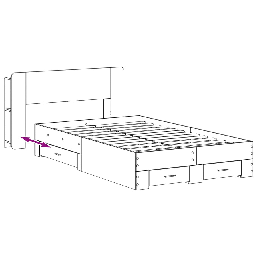 Bedframe met opslag Grijs Sonoma 120 x 190 cm Bewerkt hout
