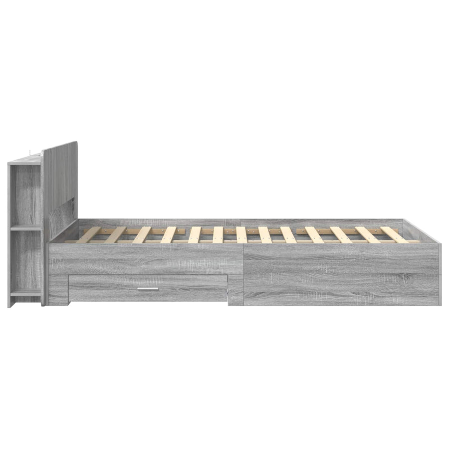 Bedframe met opslag Grijs Sonoma 120 x 190 cm Bewerkt hout