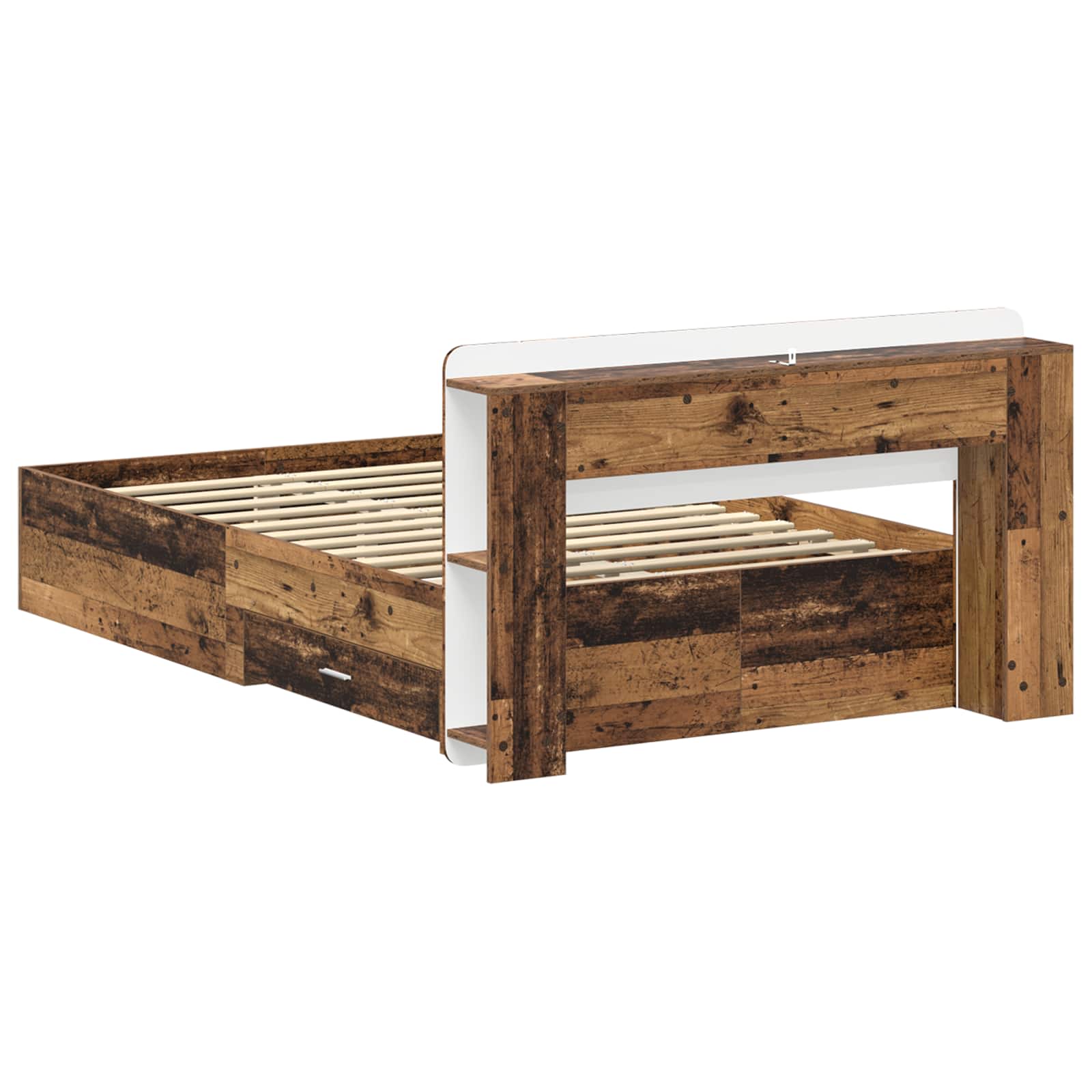Bedframe met opslag met lade Oud hout 120 x 190 cm Bewerkt hout