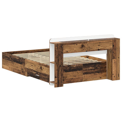 Bedframe met opslag met lade Oud hout 120 x 190 cm Bewerkt hout