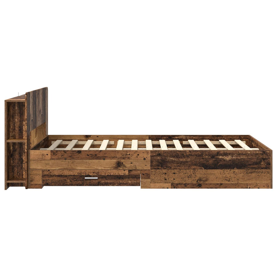 Bedframe met opslag met lade Oud hout 120 x 190 cm Bewerkt hout