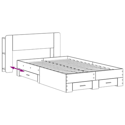 Bedframe met opslag Gerookt eiken 120 x 190 cm Bewerkt hout