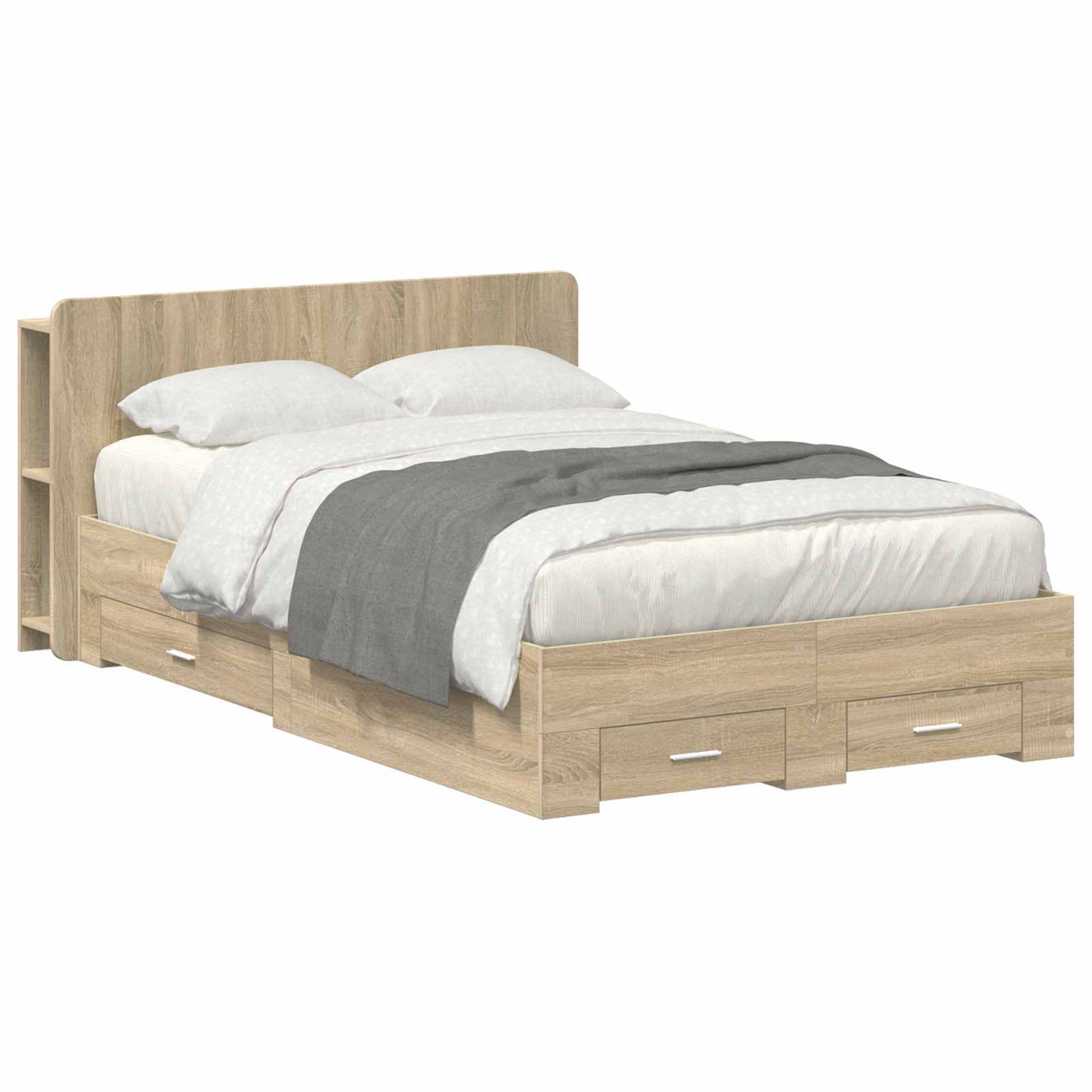 Bedframe met opslag Sonoma Eiken 120 x 200 cm Bewerkt hout