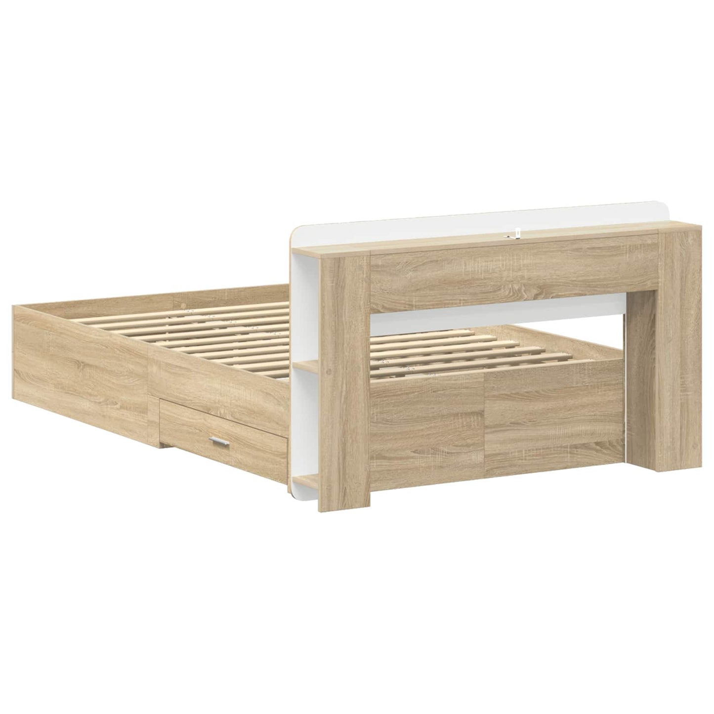 Bedframe met opslag Sonoma Eiken 120 x 200 cm Bewerkt hout