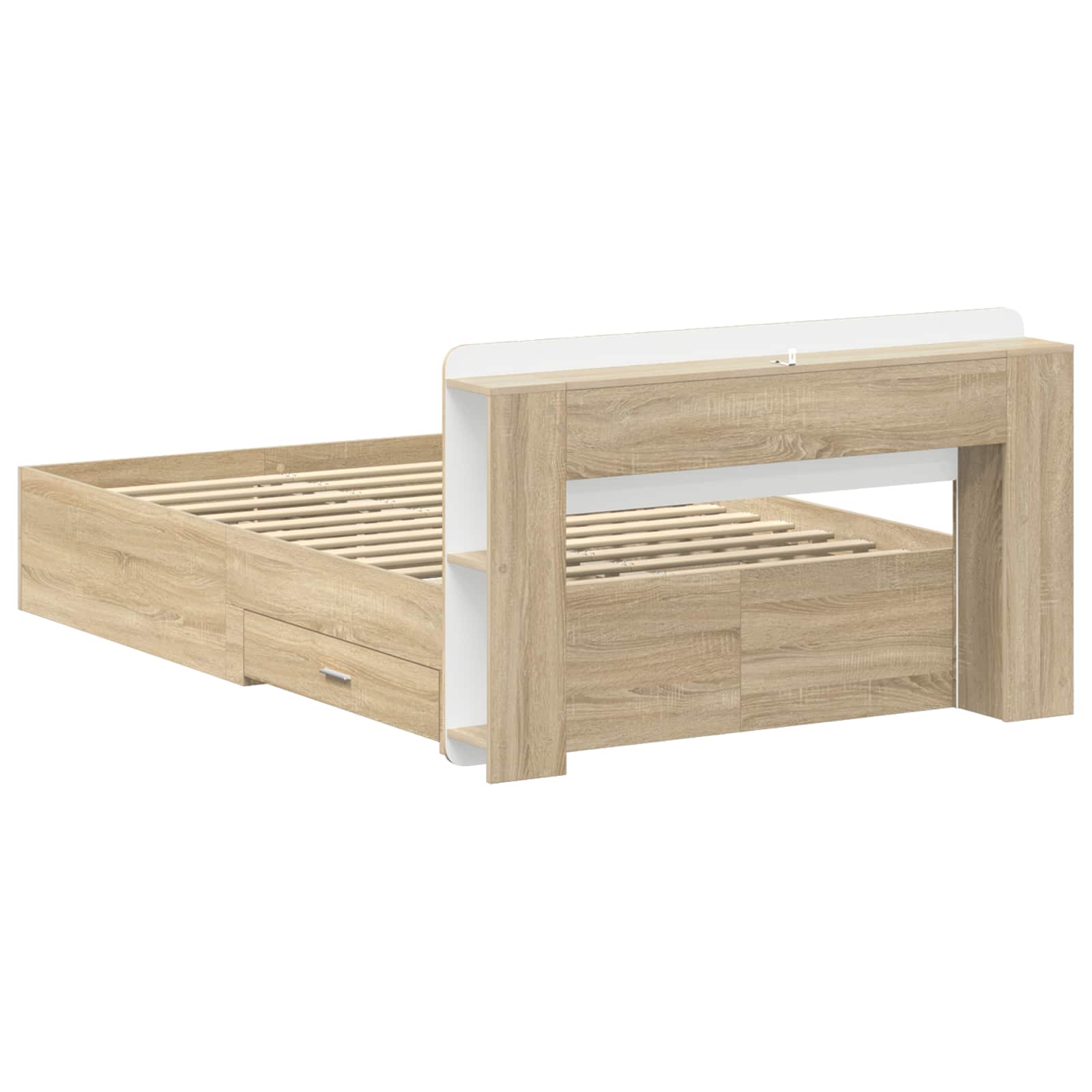 Bedframe met opslag Sonoma Eiken 120 x 200 cm Bewerkt hout