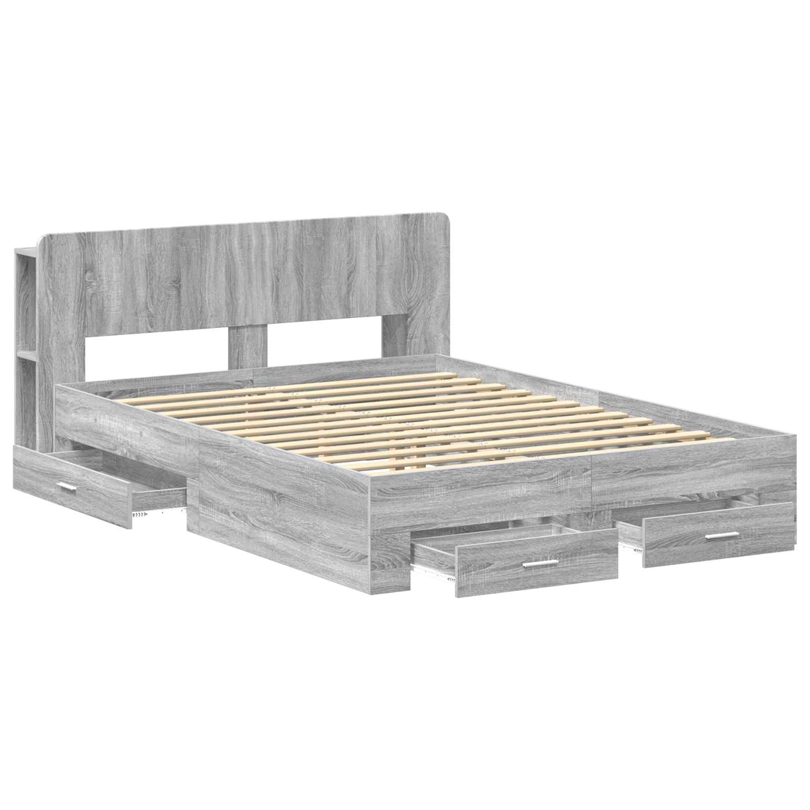 Bedframe met opslag Grijs Sonoma 140 x 200 cm Bewerkt hout