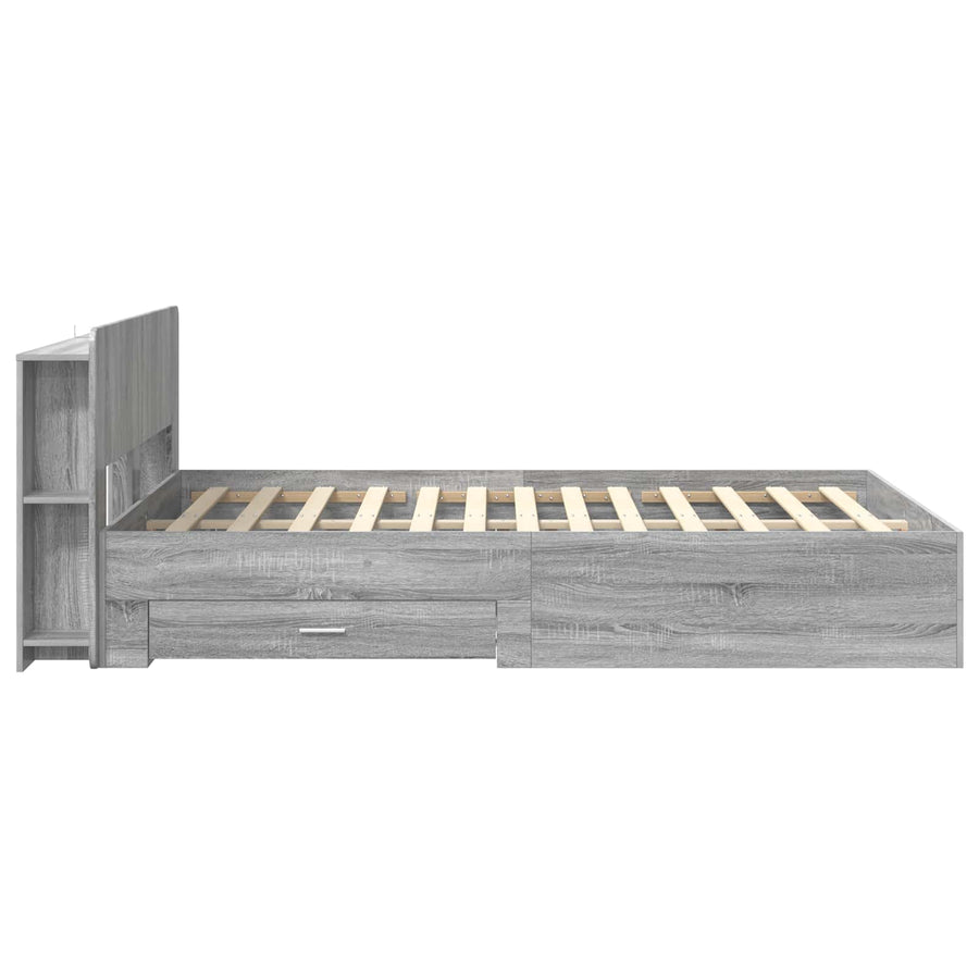 Bedframe met opslag Grijs Sonoma 140 x 200 cm Bewerkt hout