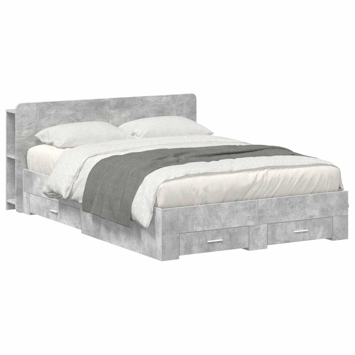 Bedframe met opslag Betongrijs 150 x 200 cm Bewerkt hout