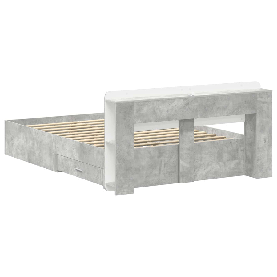 Bedframe met opslag Betongrijs 150 x 200 cm Bewerkt hout