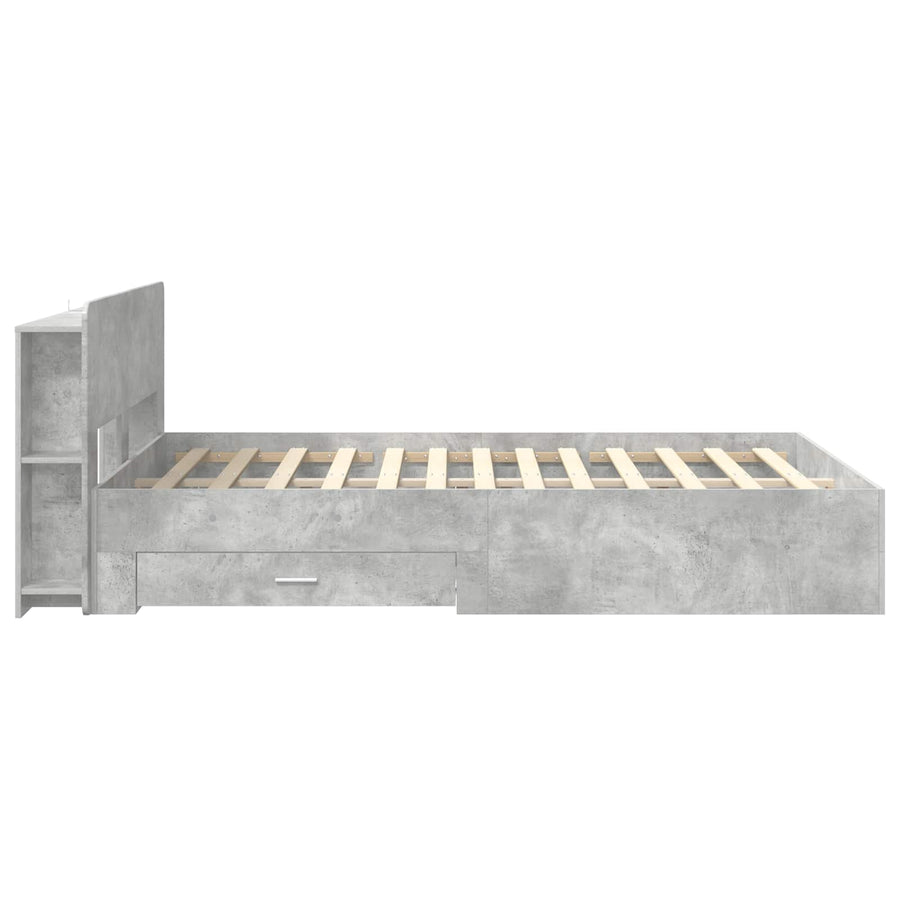 Bedframe met opslag Betongrijs 150 x 200 cm Bewerkt hout