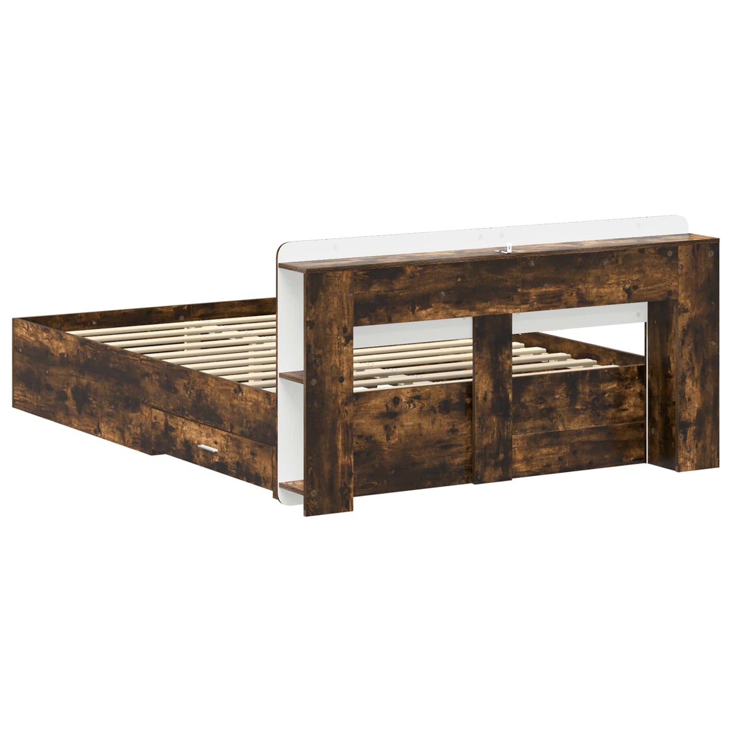 Bedframe met opslag Gerookt eiken 150 x 200 cm Bewerkt hout