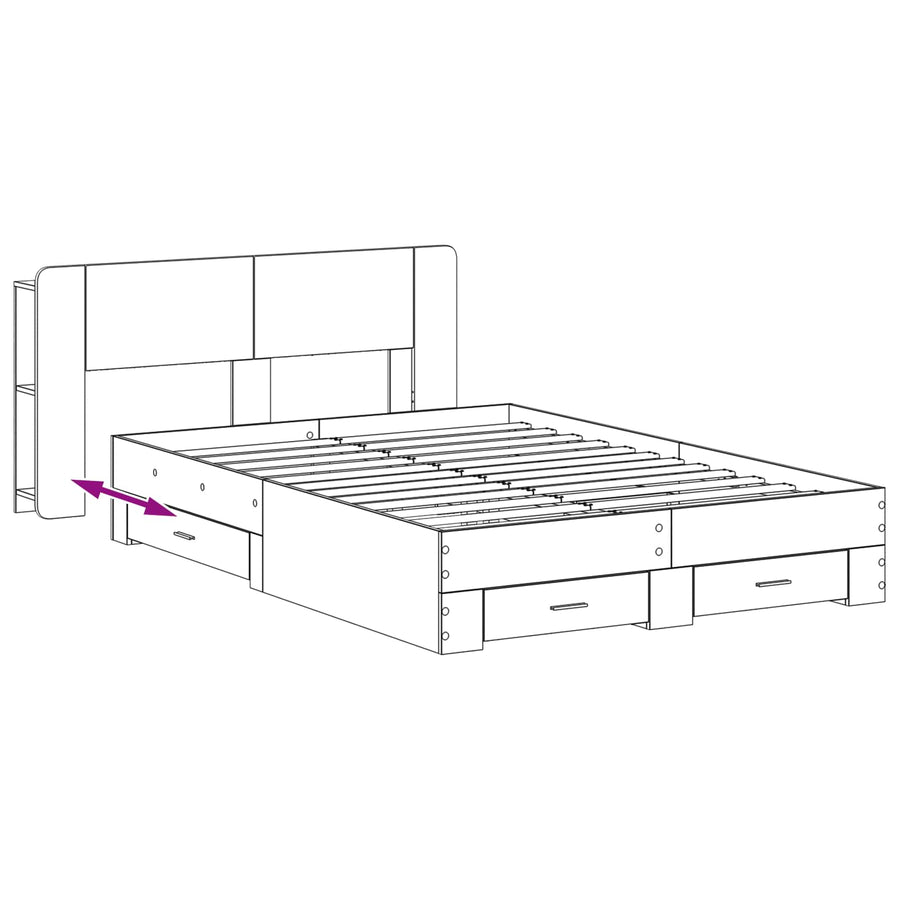 Bedframe met opslag Gerookt eiken 150 x 200 cm Bewerkt hout