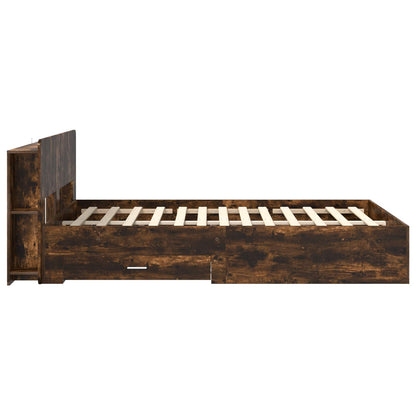 Bedframe met opslag Gerookt eiken 150 x 200 cm Bewerkt hout