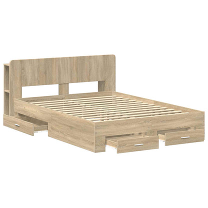Bedframe met opslag Sonoma Eiken 150 x 200 cm Bewerkt hout
