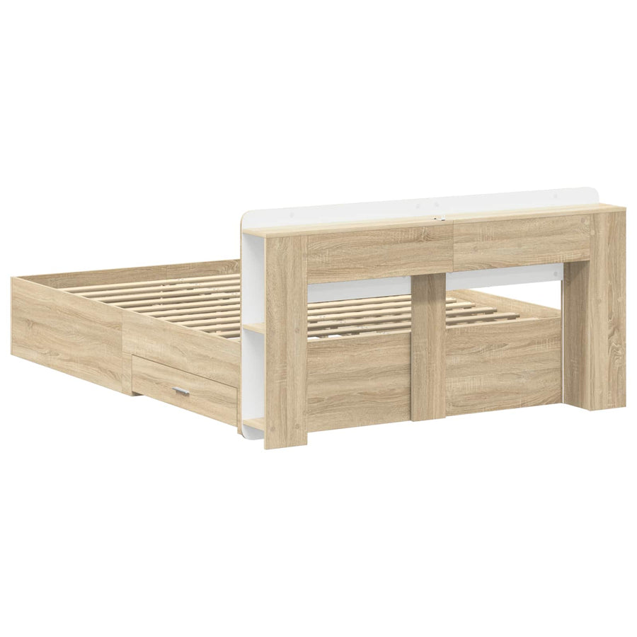 Bedframe met opslag Sonoma Eiken 150 x 200 cm Bewerkt hout