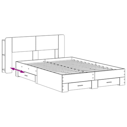 Bedframe met opslag Sonoma Eiken 150 x 200 cm Bewerkt hout