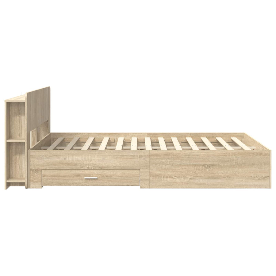 Bedframe met opslag Sonoma Eiken 150 x 200 cm Bewerkt hout