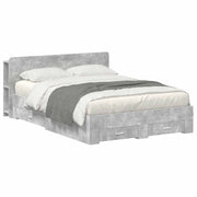 Bedframe 160x200 cm betongrijs bewerkt hout met opslag