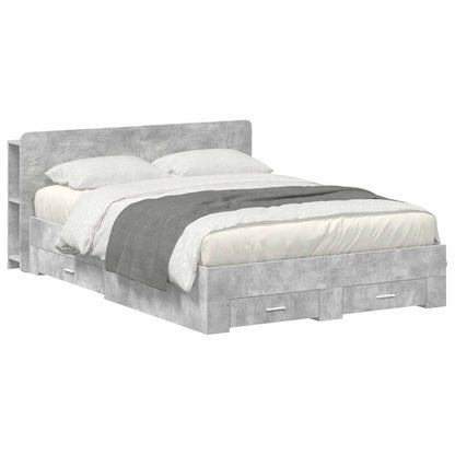 Bedframe met opslag Betongrijs 160 x 200 cm Bewerkt hout