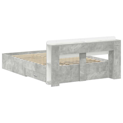 Bedframe met opslag Betongrijs 160 x 200 cm Bewerkt hout