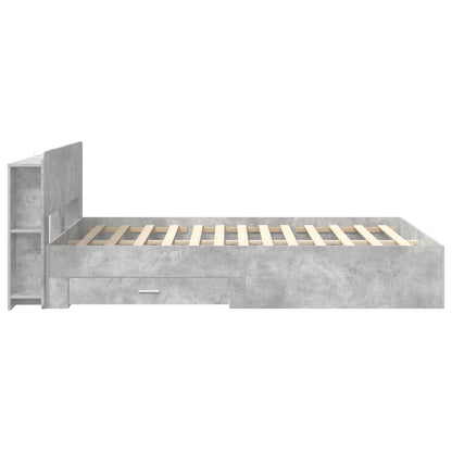 Bedframe met opslag Betongrijs 160 x 200 cm Bewerkt hout