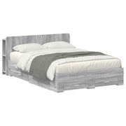 Bedframe met opslag 160x200 cm grijs bewerkt hout
