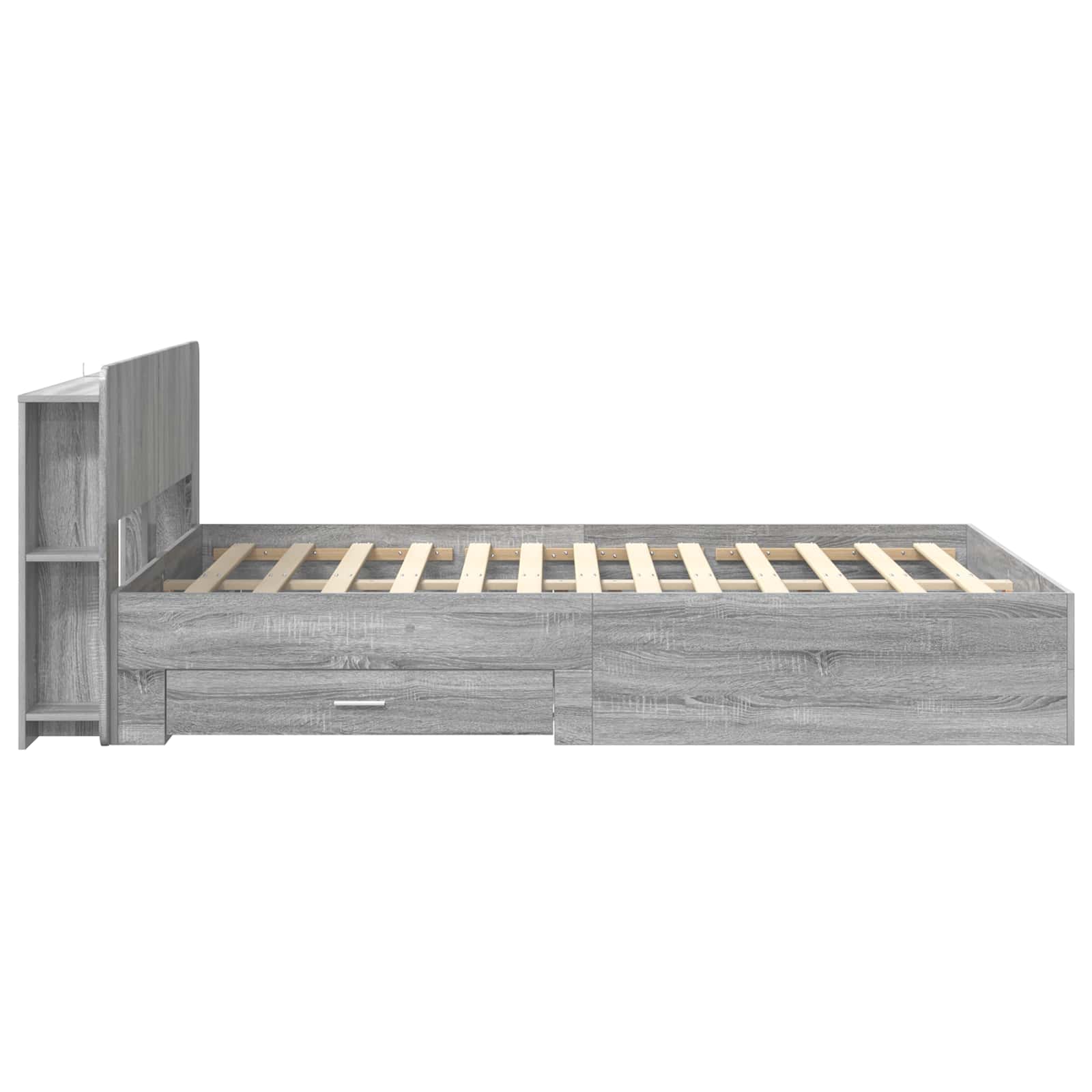 Bedframe met opslag Grijs Sonoma 160 x 200 cm Bewerkt hout